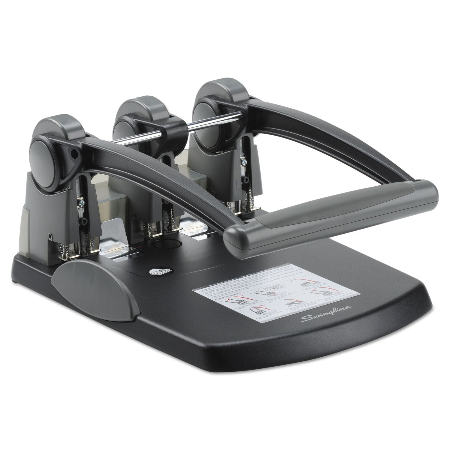 Swingline Extra-High Capacity 3-Hole Punch - Fixed Centers - 3 Punch Head(s) - 300 Sheet - 9/32" Punch Size - Black, Gray - 1