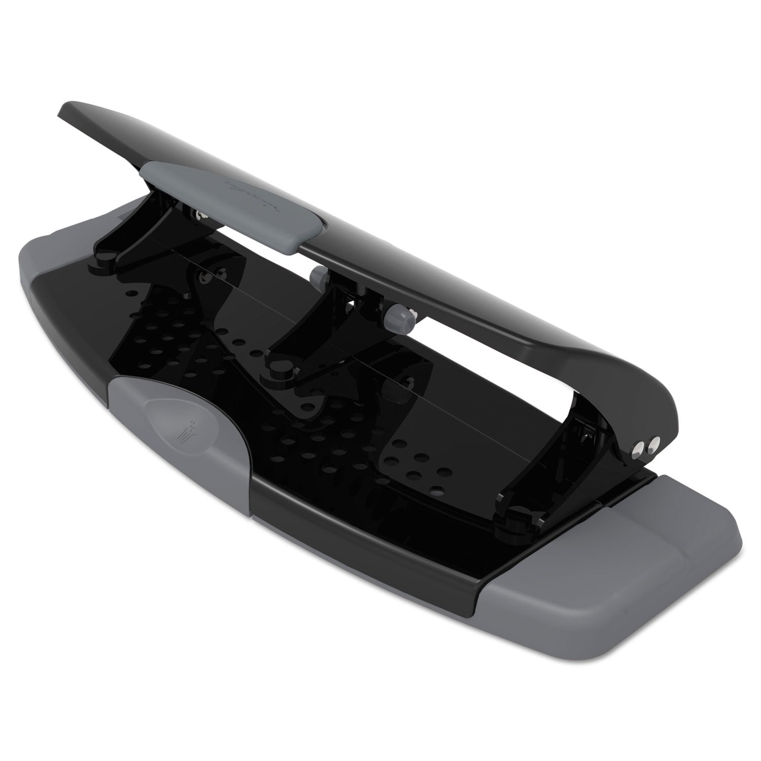 20-Sheet SmartTouch Three-Hole Punch, 9/32" Holes, Black/Gray - 