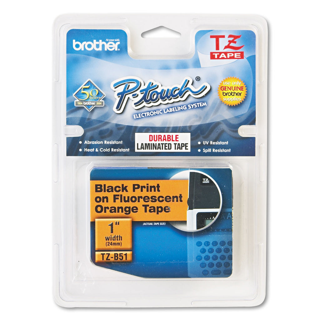 tz-standard-adhesive-laminated-labeling-tape-1-x-164-ft-black-on-fluorescent-orange_brttzeb51 - 1