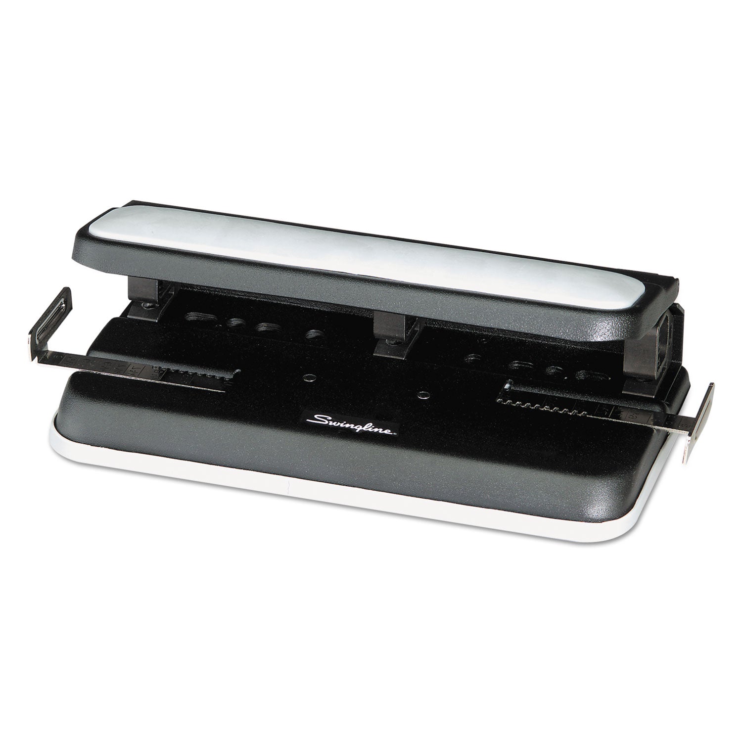 32-Sheet Easy Touch Two- to Three-Hole Punch with Cintamatic Centering, 9/32" Holes, Black/Gray - 