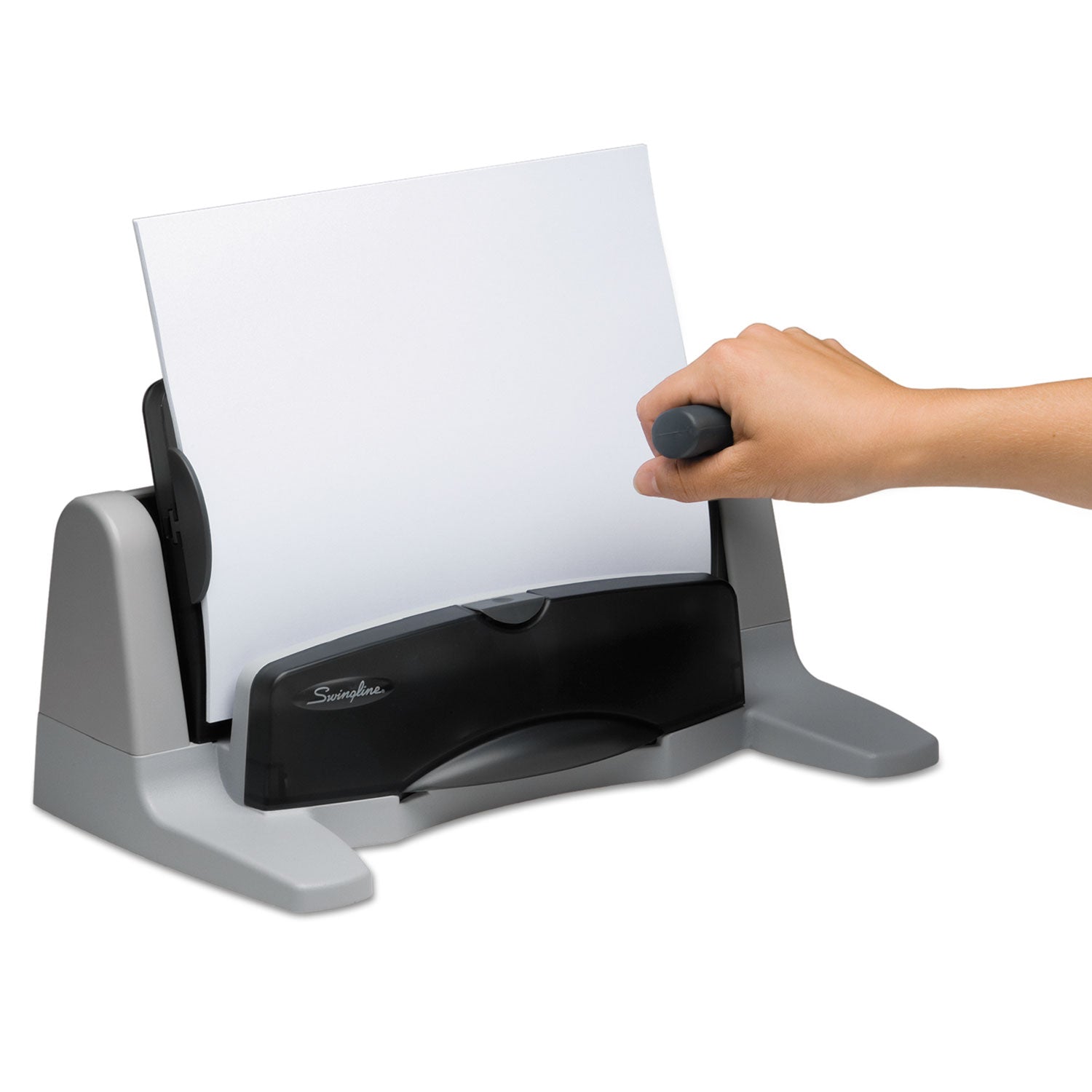 40-Sheet LightTouch Heavy-Duty Two- to Seven-Hole Punch, 9/32" Holes, Black/Gray