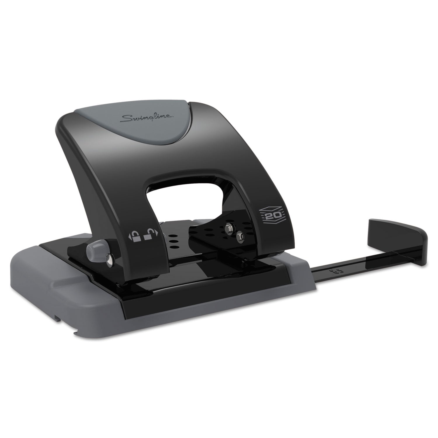 20-Sheet SmartTouch Two-Hole Punch, 9/32" Holes, Black/Gray - 