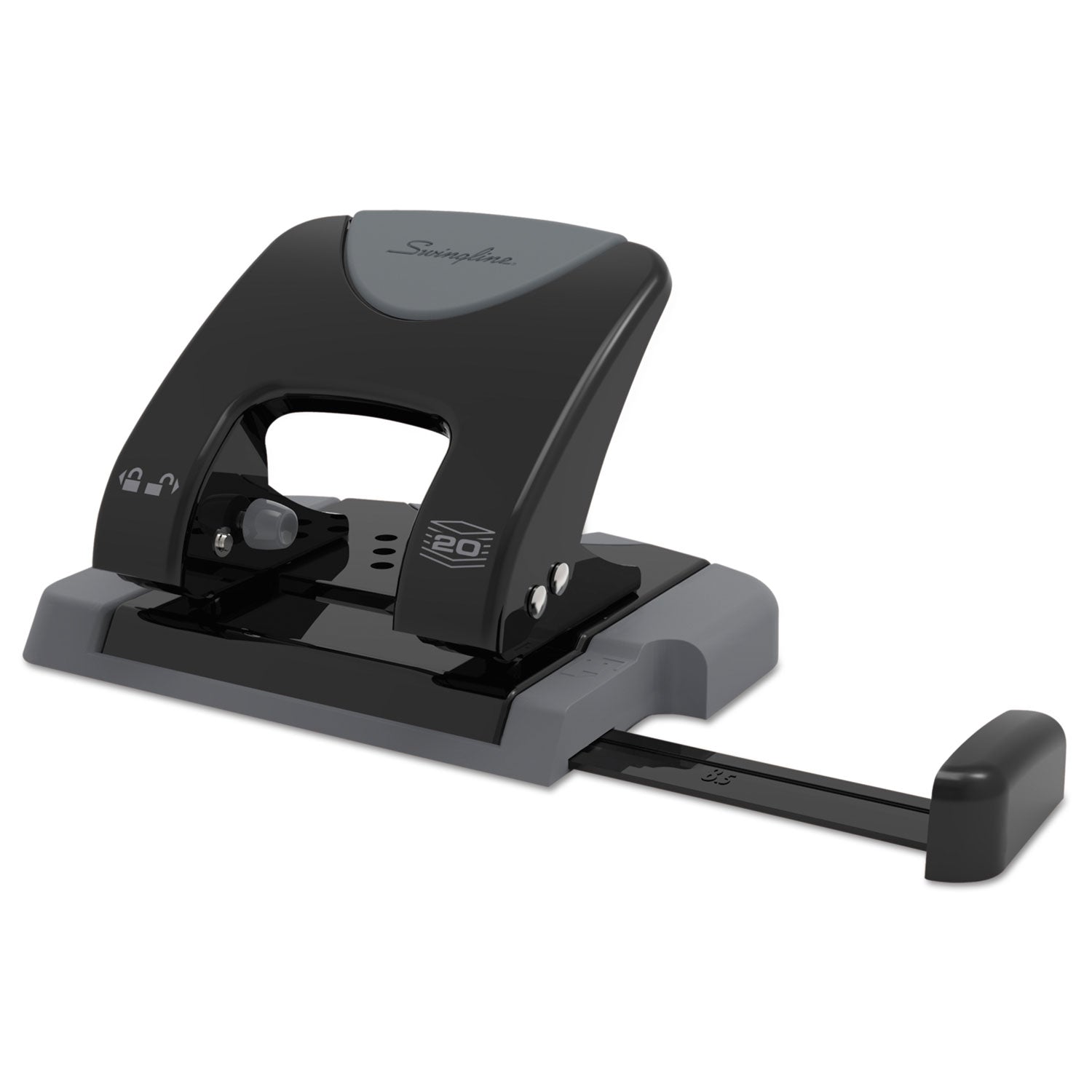 20-Sheet SmartTouch Two-Hole Punch, 9/32" Holes, Black/Gray - 