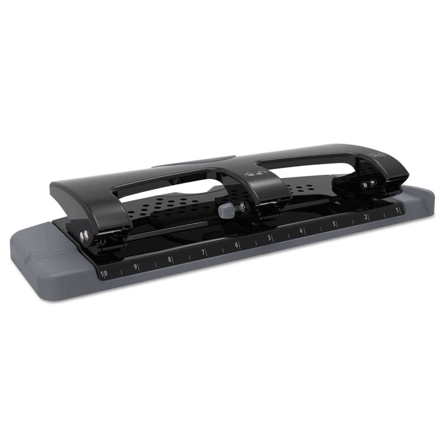 20-Sheet SmartTouch Three-Hole Punch, 9/32" Holes, Black/Gray - 