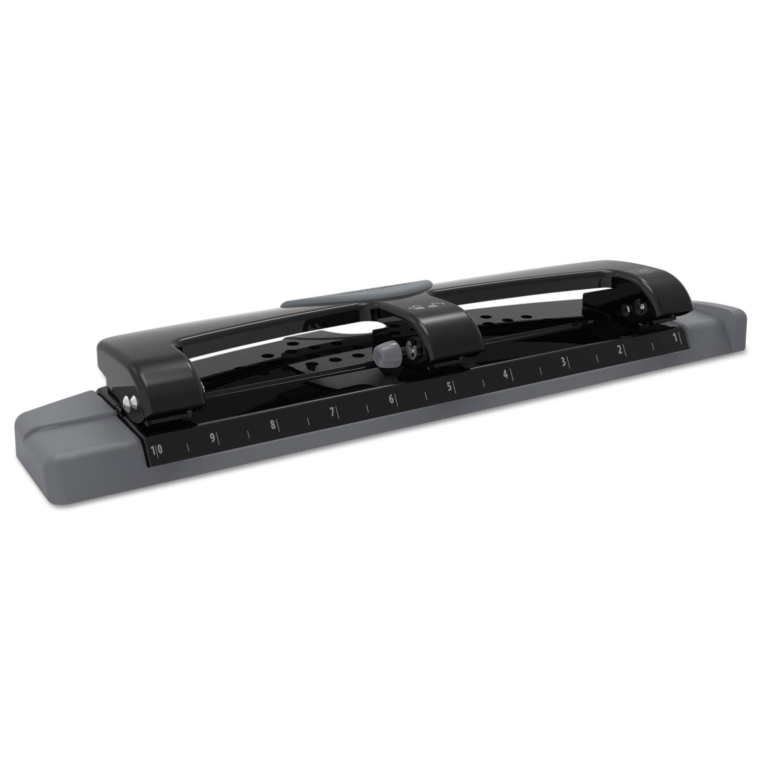 12-Sheet SmartTouch Three-Hole Punch, 9/32" Holes, Black/Gray - 