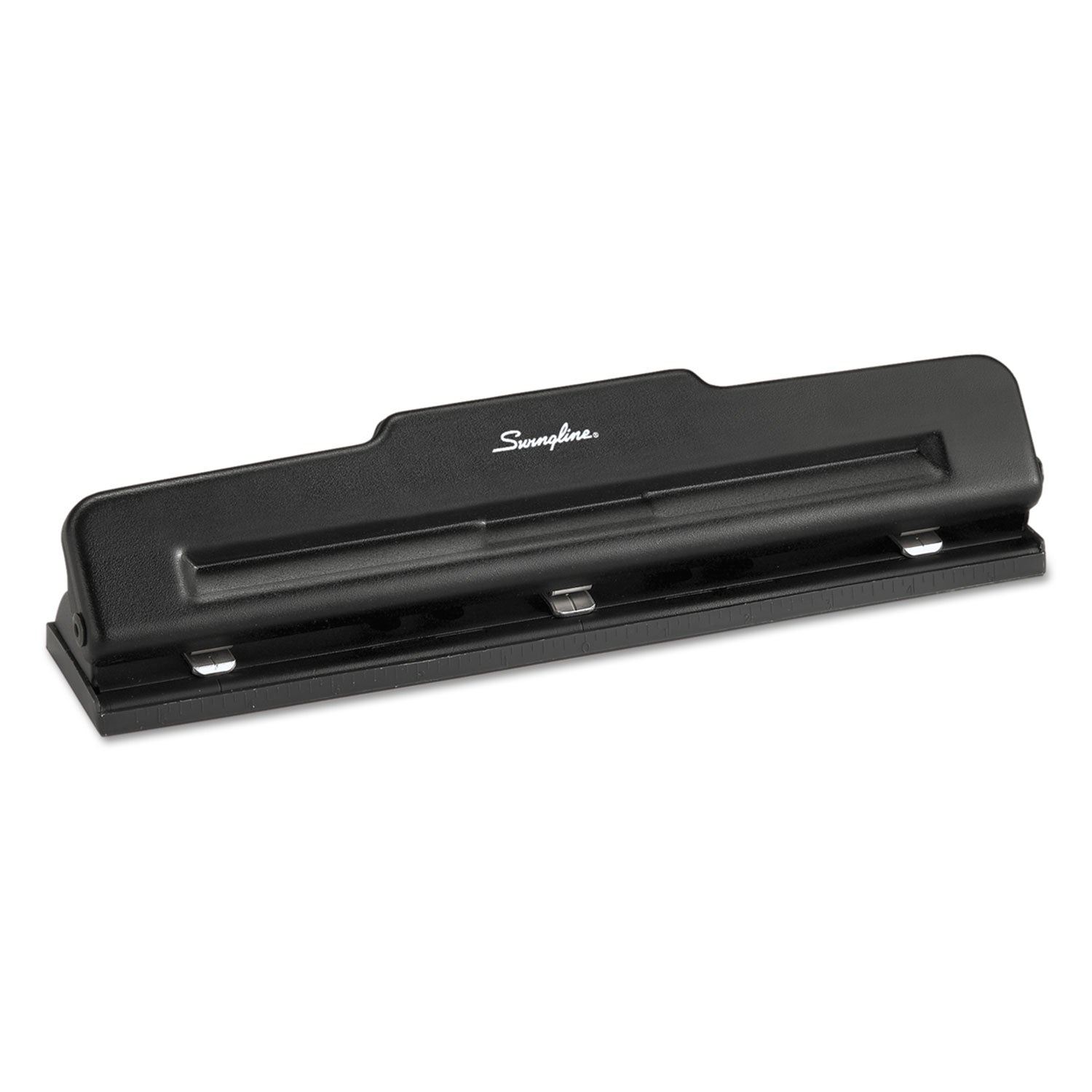 10-Sheet Desktop Light-Duty Two- to Three-Hole Adjustable Punch, 9/32" Holes, Black - 