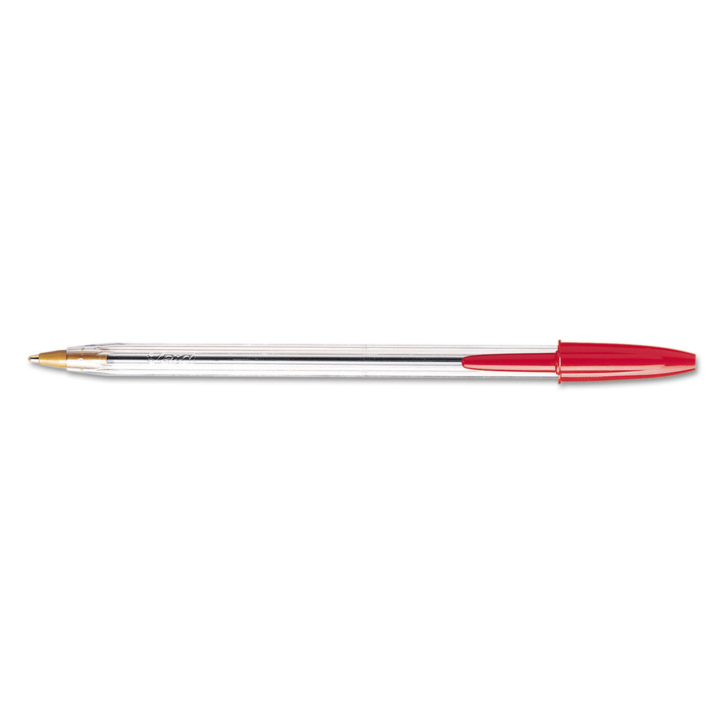 Cristal Xtra Smooth Ballpoint Pen, Stick, Medium 1 mm, Red Ink, Clear Barrel, Dozen