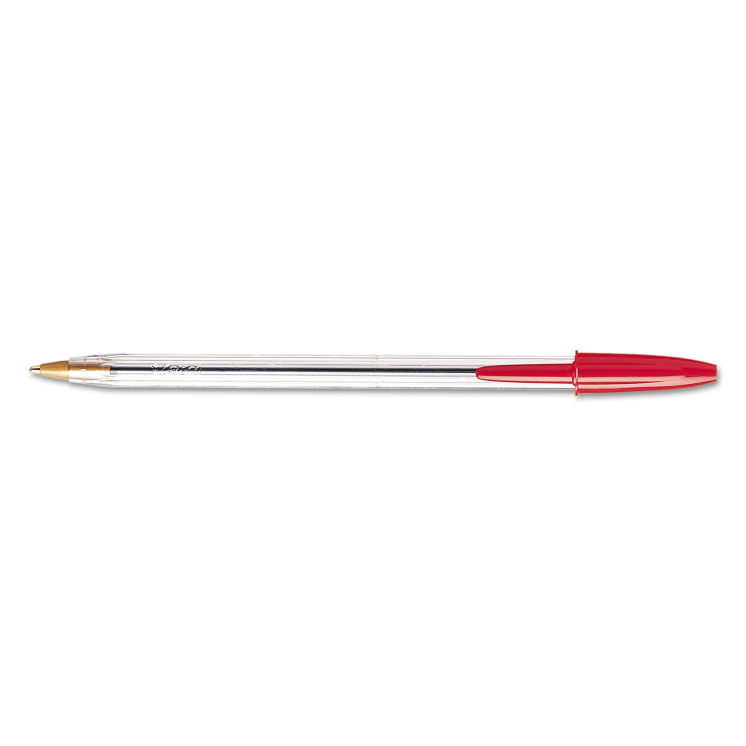 Cristal Xtra Smooth Ballpoint Pen, Stick, Medium 1 mm, Red Ink, Clear Barrel, Dozen - 