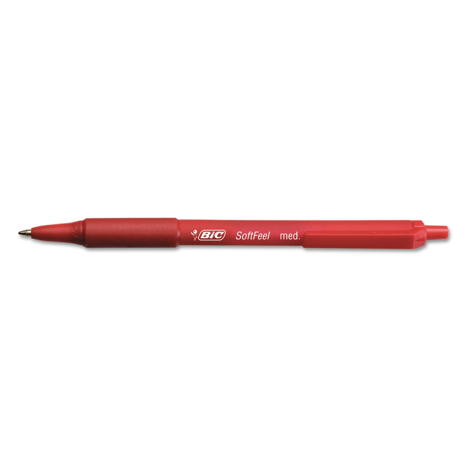 Soft Feel Ballpoint Pen, Retractable, Medium 1 mm, Red Ink, Red Barrel, Dozen - 