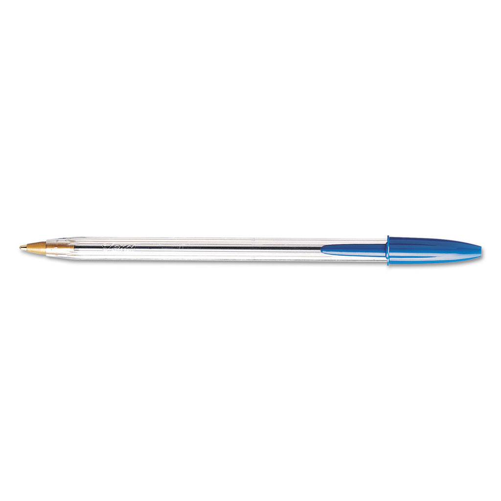 Cristal Xtra Smooth Ballpoint Pen, Stick, Medium 1 mm, Blue Ink, Clear Barrel, Dozen