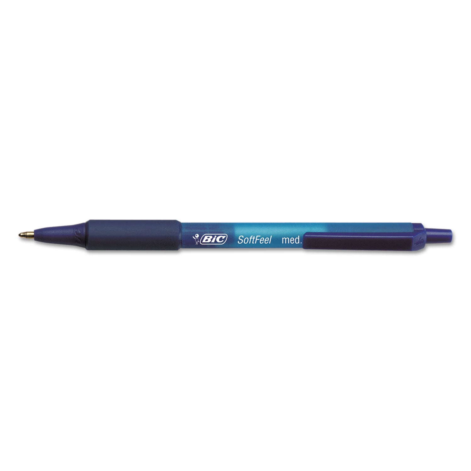 Soft Feel Ballpoint Pen, Retractable, Medium 1 mm, Blue Ink, Blue Barrel, Dozen - 