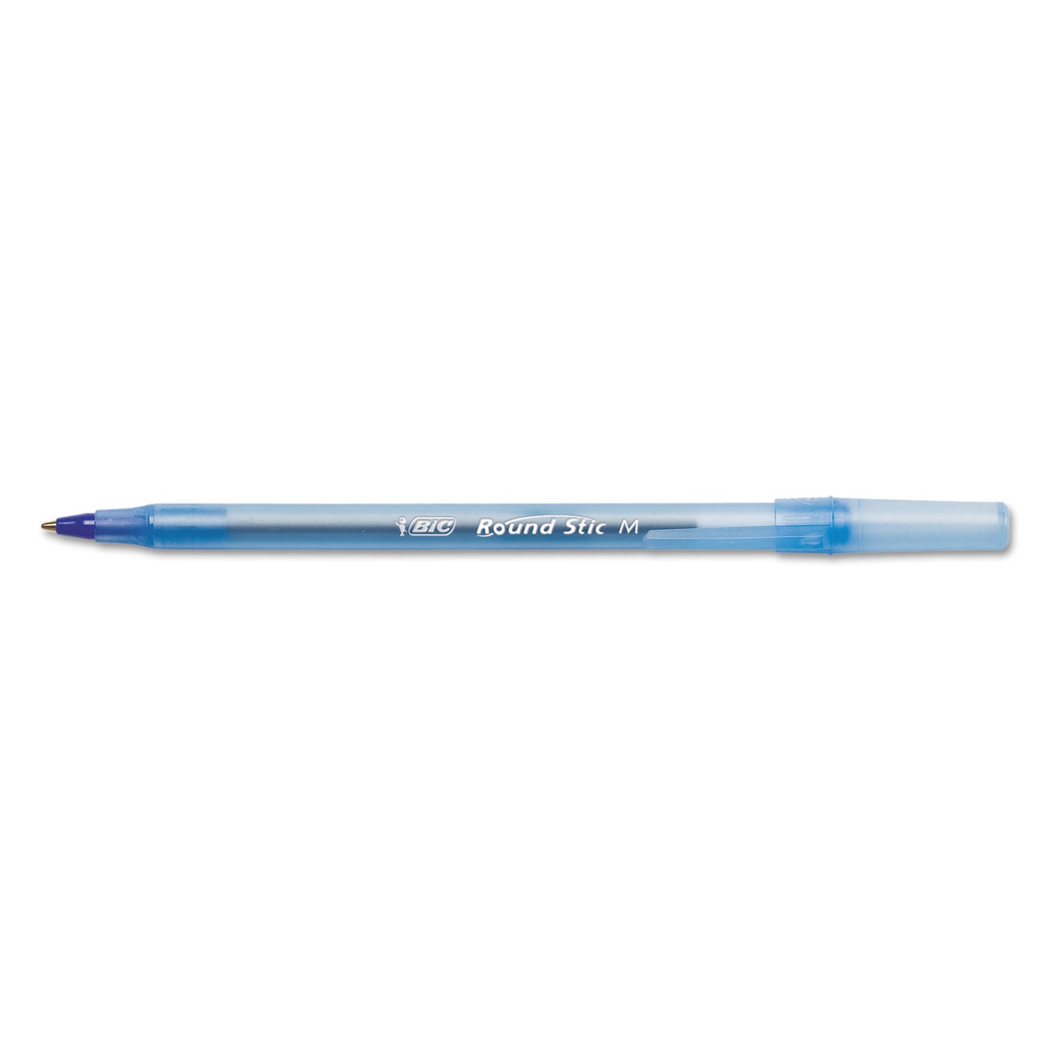 Round Stic Xtra Life Ballpoint Pen, Stick, Medium 1 mm, Blue Ink, Translucent Blue Barrel, Dozen - 