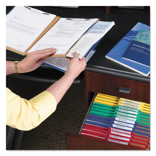 6-Section Pressboard Top Tab Pocket Classification Folders, 6 SafeSHIELD Fasteners, 2 Dividers, Legal Size, Dark Blue, 10/Box - 