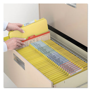 Four-Section Pressboard Top Tab Classification Folders, Four SafeSHIELD Fasteners, 1 Divider, Legal Size, Yellow, 10/Box