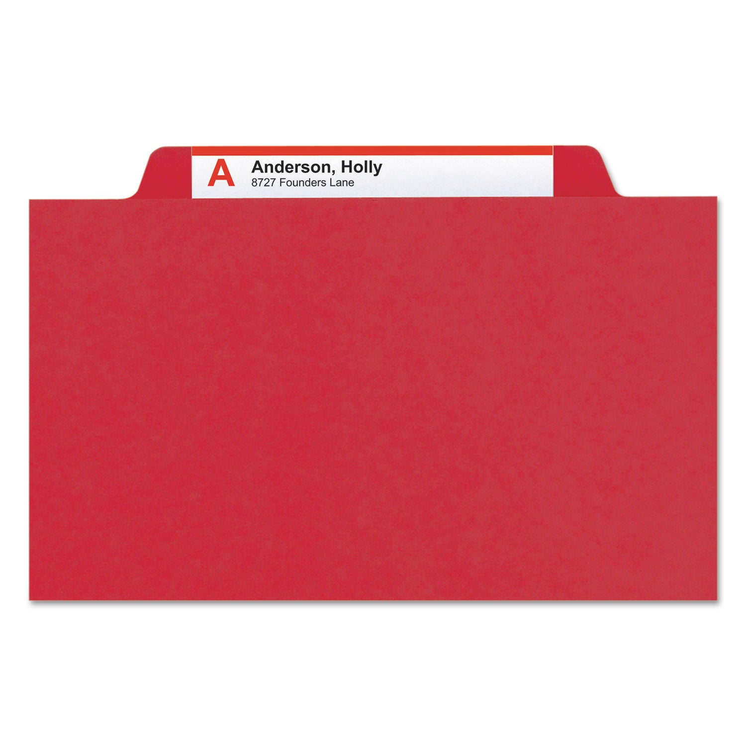 Eight-Section Pressboard Top Tab Classification Folders, 8 SafeSHIELD Fasteners, 3 Dividers, Letter Size, Bright Red, 10/Box - 