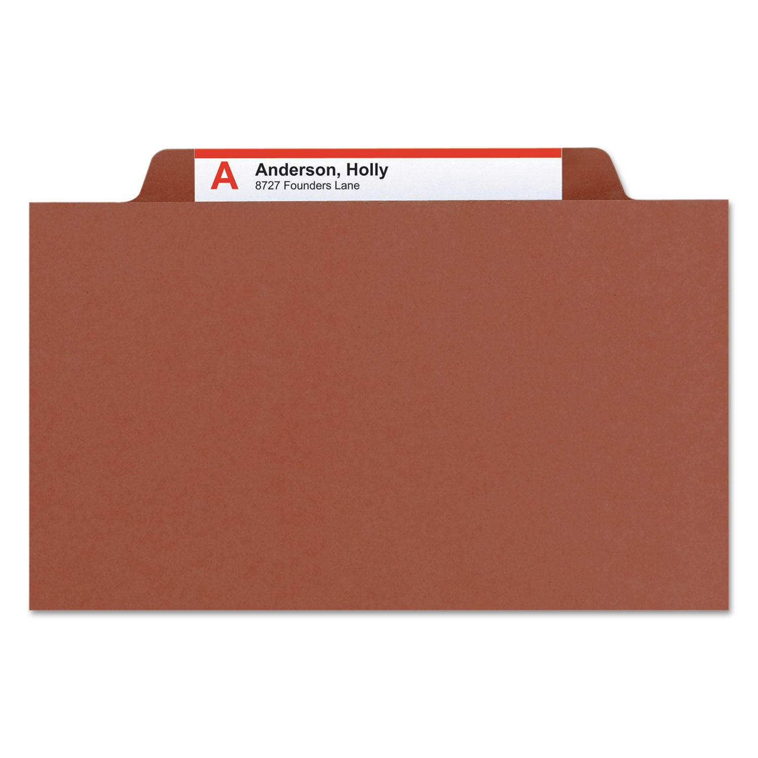 Recycled Pressboard Classification Folders, 2" Expansion, 2 Dividers, 6 Fasteners, Letter Size, Red Exterior, 10/Box - 