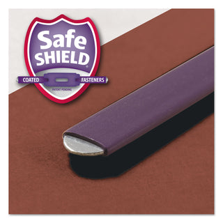 Pressboard Classification Folders, Six SafeSHIELD Fasteners, 1/3-Cut Tabs, 2 Dividers, Letter Size, Red, 10/Box - 
