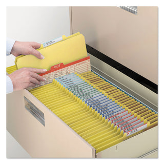 Eight-Section Pressboard Top Tab Classification Folders, Eight SafeSHIELD Fasteners, 3 Dividers, Legal Size, Yellow, 10/Box