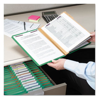 Eight-Section Pressboard Top Tab Classification Folders, Eight SafeSHIELD Fasteners, 3 Dividers, Legal Size, Green, 10/Box - 