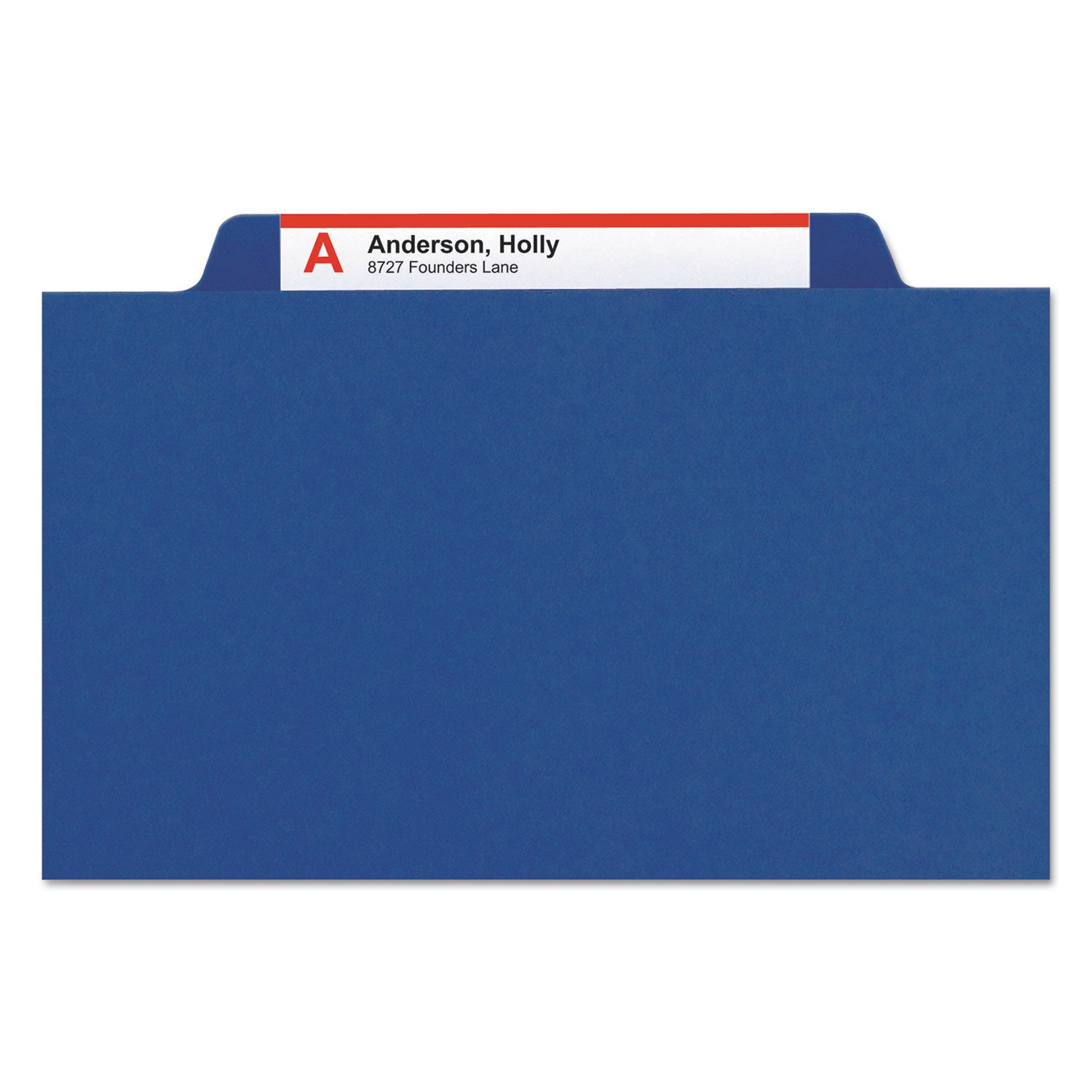 Four-Section Pressboard Top Tab Classification Folders, Four SafeSHIELD Fasteners, 1 Divider, Letter Size, Dark Blue, 10/Box - 