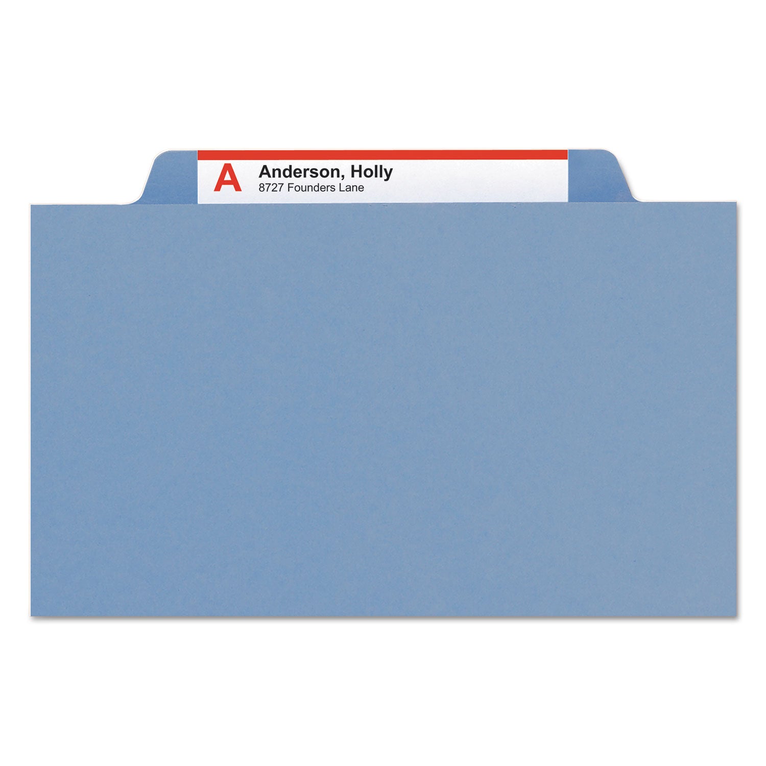 Top Tab Classification Folders, Six SafeSHIELD Fasteners, 2" Expansion, 2 Dividers, Letter Size, Blue Exterior, 10/Box - 