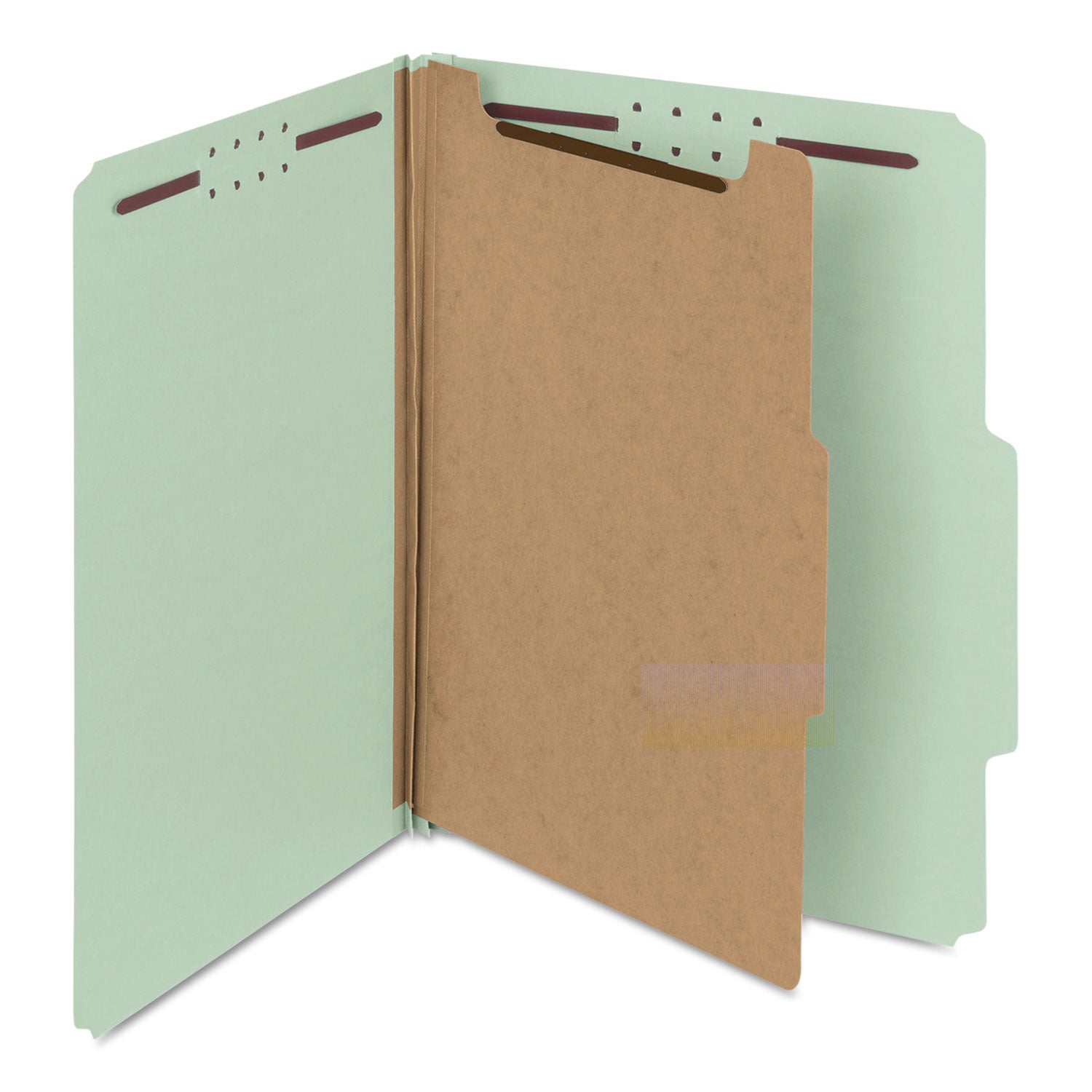 Recycled Pressboard Classification Folders, 3" Expansion, 3 Dividers, 8 Fasteners, Letter Size, Gray-Green, 10/Box - 