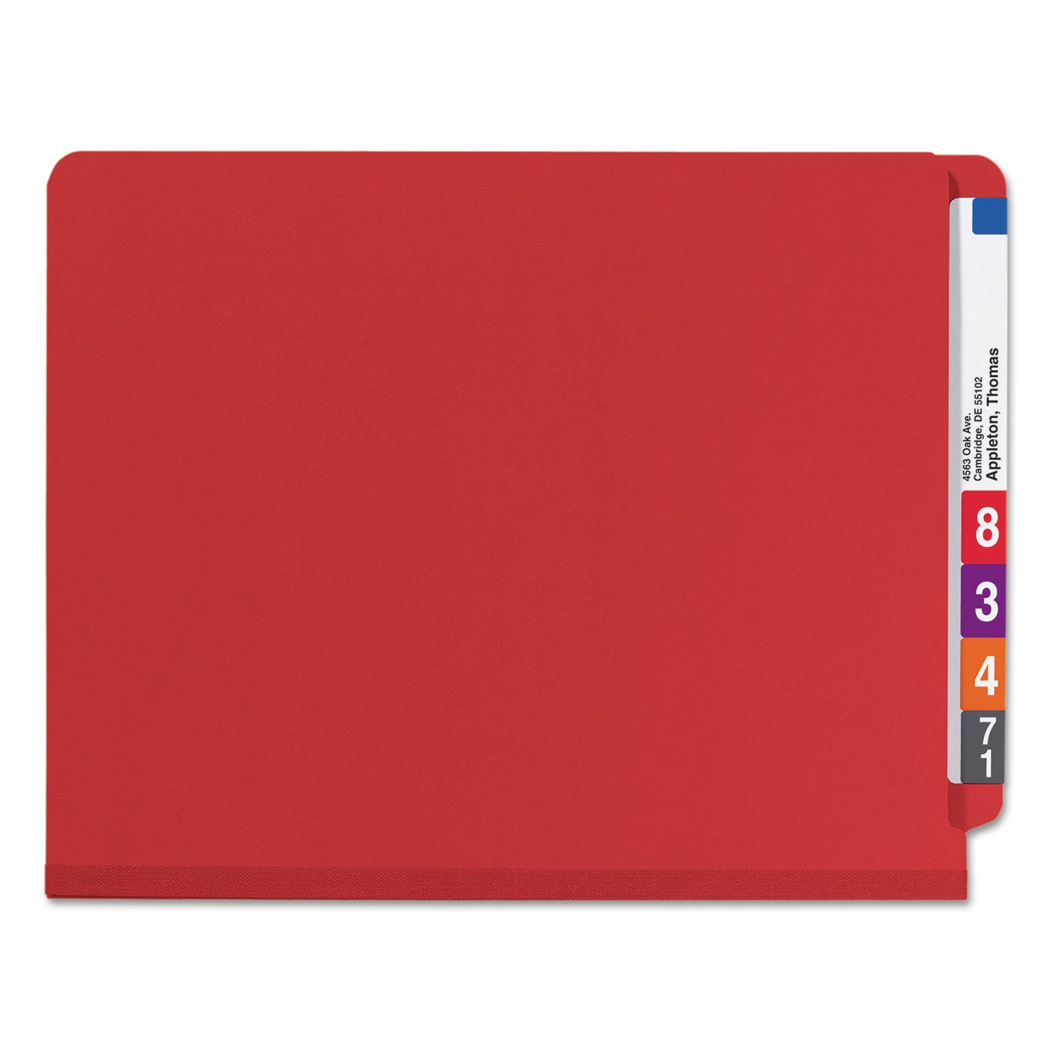 End Tab Pressboard Classification Folders, Six SafeSHIELD Fasteners, 2" Expansion, 2 Dividers, Letter Size, Bright Red, 10/BX - 