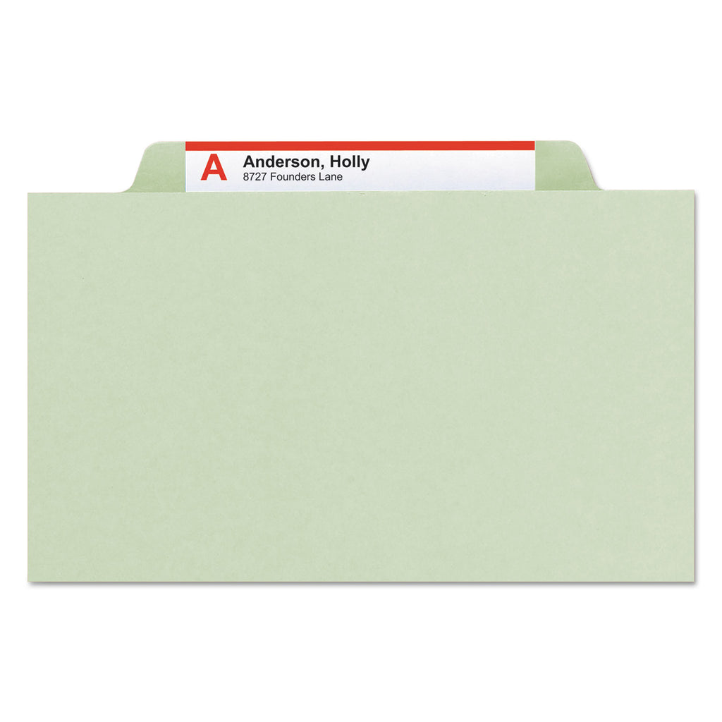 Recycled Pressboard Classification Folders, 2" Expansion, 1 Divider, 4 Fasteners, Legal Size, Gray-Green, 10/Box - 