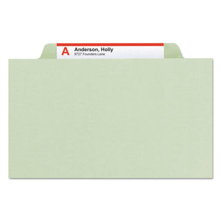 Recycled Pressboard Classification Folders, 2" Expansion, 1 Divider, 4 Fasteners, Legal Size, Gray-Green, 10/Box - 