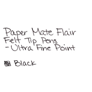 Flair Felt Tip Porous Point Pen, Stick, Extra-Fine 0.4 mm, Black Ink, Gray/Black Barrel, Dozen