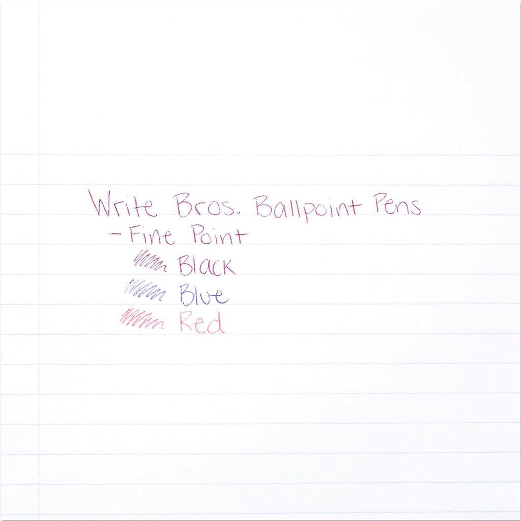 Write Bros. Ballpoint Pen, Stick, Fine 0.8 mm, Blue Ink, Blue Barrel, 12/Pack - 