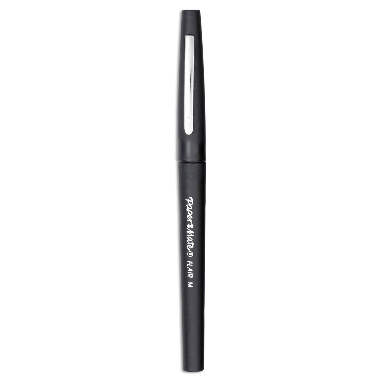 Point Guard Flair Felt Tip Porous Point Pen, Stick, Medium 0.7 mm, Black Ink, Black Barrel, Dozen - 