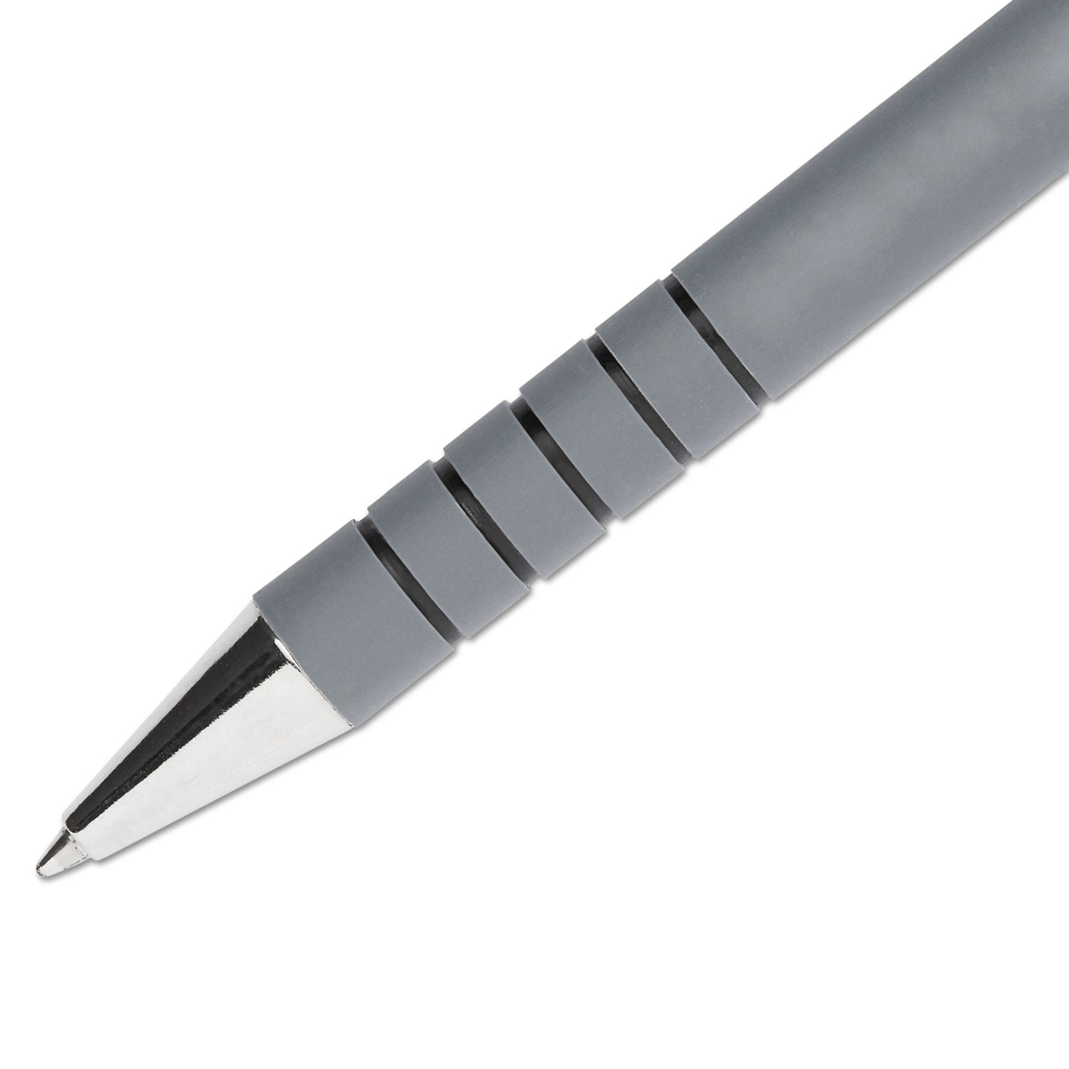 FlexGrip Ultra Recycled Ballpoint Pen, Retractable, Fine 0.8 mm, Black Ink, Gray/Black Barrel, Dozen - 