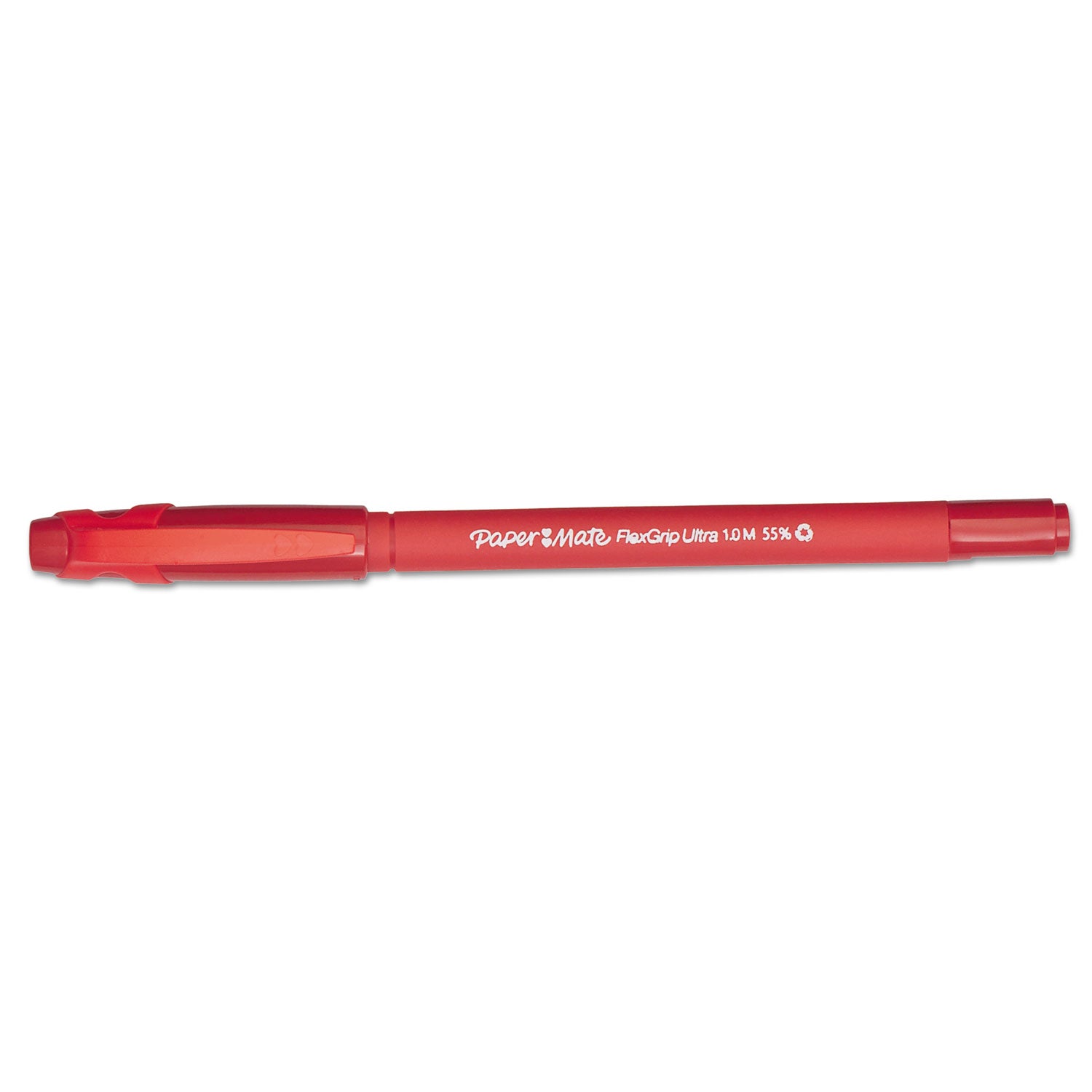 FlexGrip Ultra Recycled Ballpoint Pen, Stick, Medium 1 mm, Red Ink, Red Barrel, Dozen - 