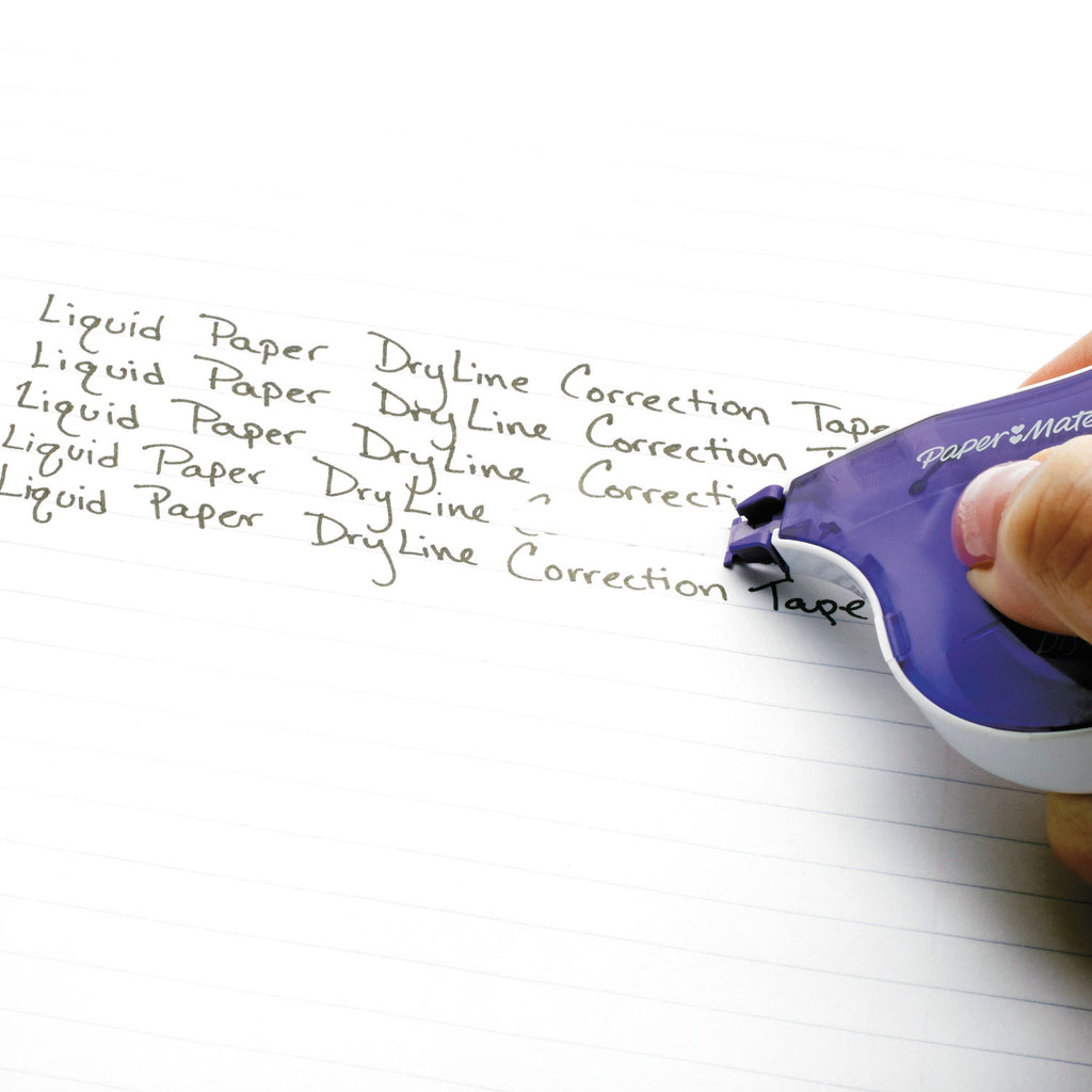 DryLine Correction Tape, Non-Refillable, Green/Purple Applicators, 0.17" x 472", 10/Pack