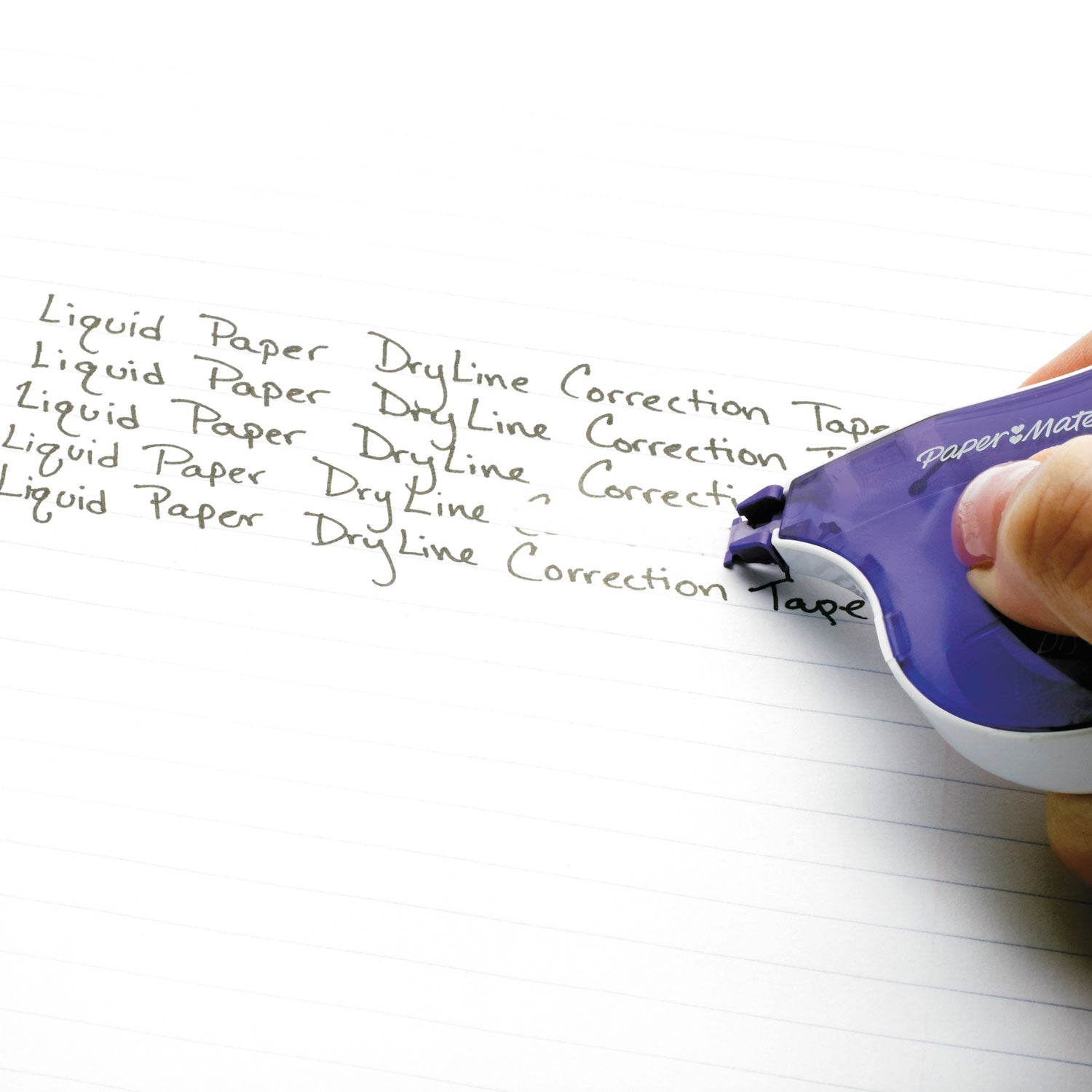 DryLine Correction Tape, Non-Refillable, Green/Purple Applicators, 0.17" x 472", 10/Pack