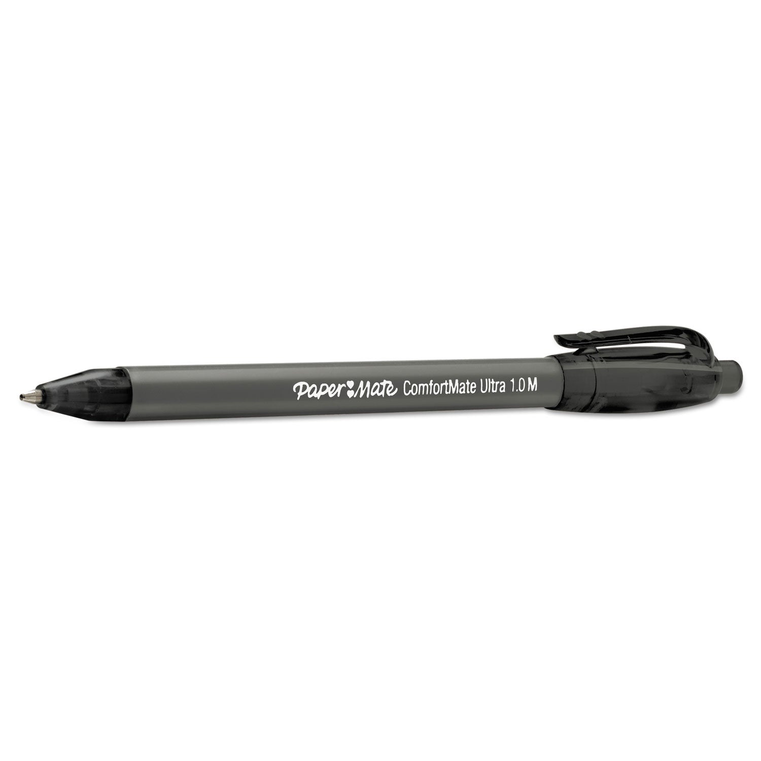 ComfortMate Ultra Ballpoint Pen, Retractable, Medium 1 mm, Black Ink, Black Barrel, Dozen - 