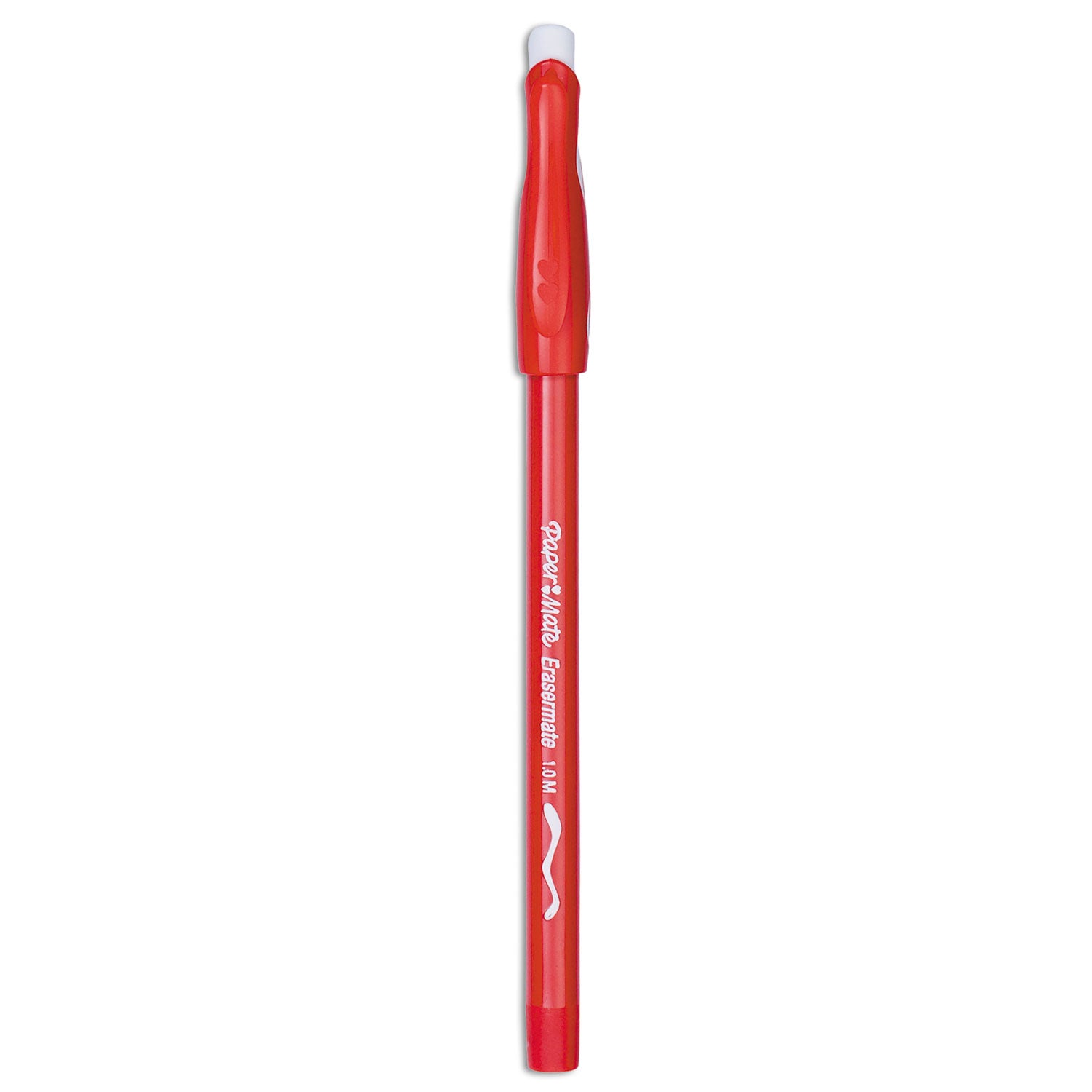 Eraser Mate Ballpoint Pen, Stick, Medium 1 mm, Red Ink, Red Barrel, Dozen - 