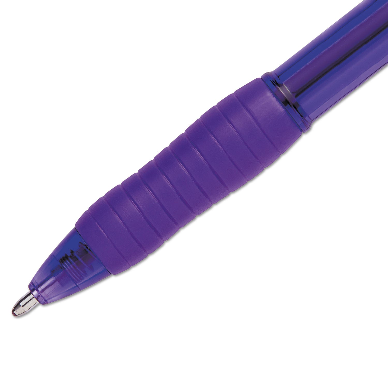 Profile Ballpoint Pen, Retractable, Bold 1.4 mm, Purple Ink, Translucent Purple Barrel, Dozen - 