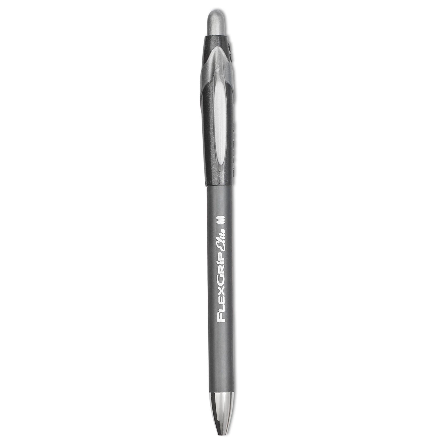 FlexGrip Elite Ballpoint Pen, Retractable, Medium 1 mm, Black Ink, Black Barrel, Dozen - 