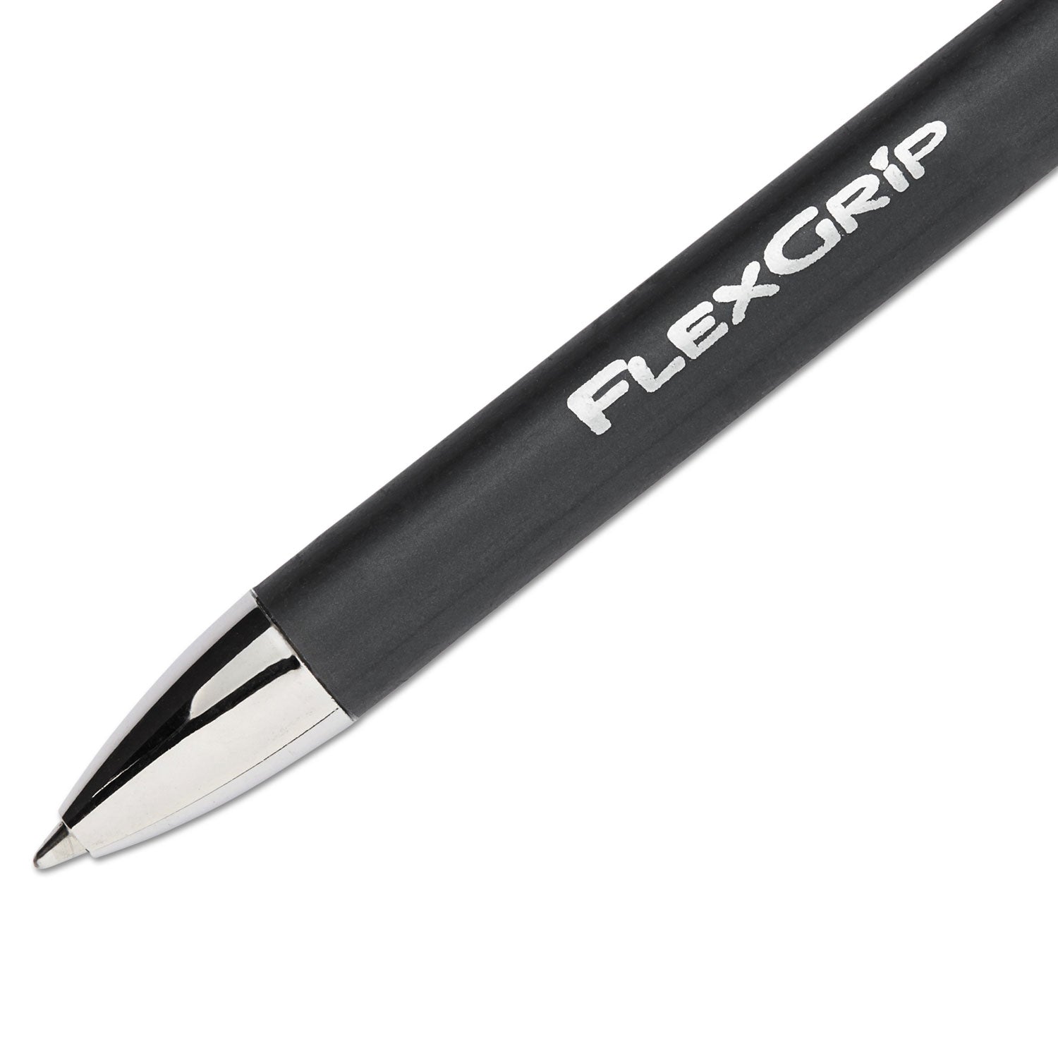 FlexGrip Elite Ballpoint Pen, Retractable, Fine 0.8 mm, Black Ink, Black Barrel, Dozen - 