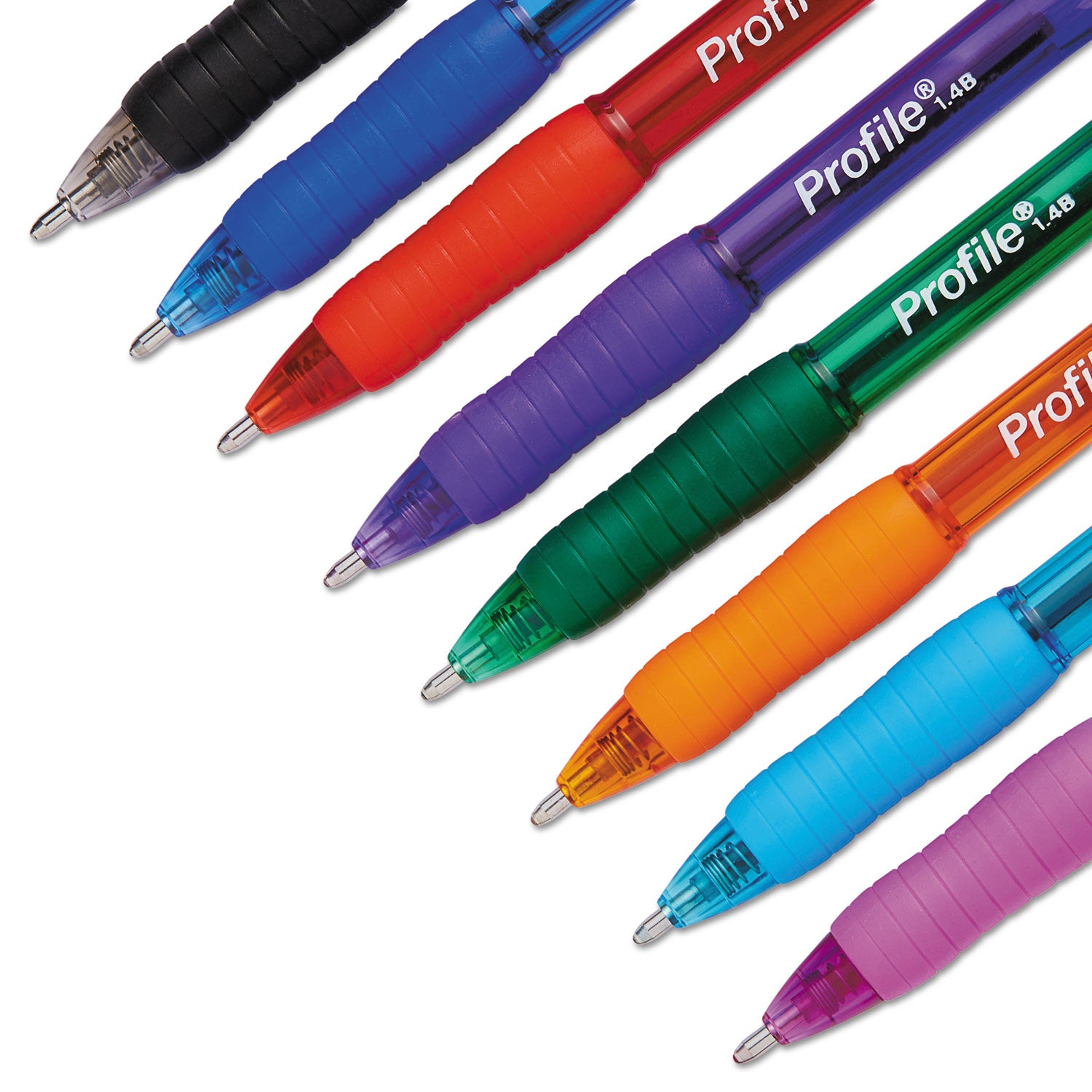 Profile Ballpoint Pen, Retractable, Bold 1.4 mm, Assorted Ink and Barrel Colors, 8/Pack - 