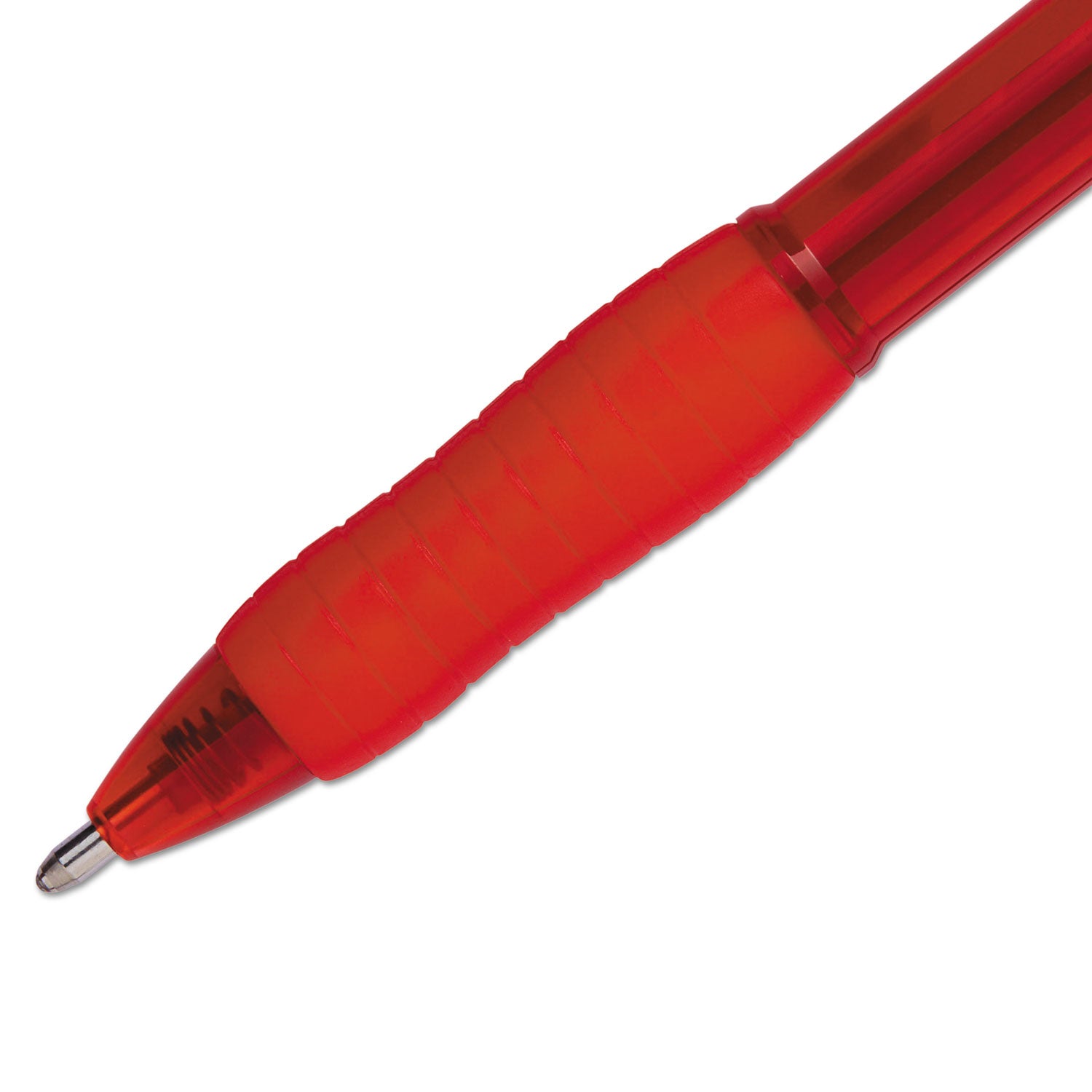 Profile Ballpoint Pen, Retractable, Bold 1.4 mm, Red Ink, Translucent Red Barrel, Dozen - 