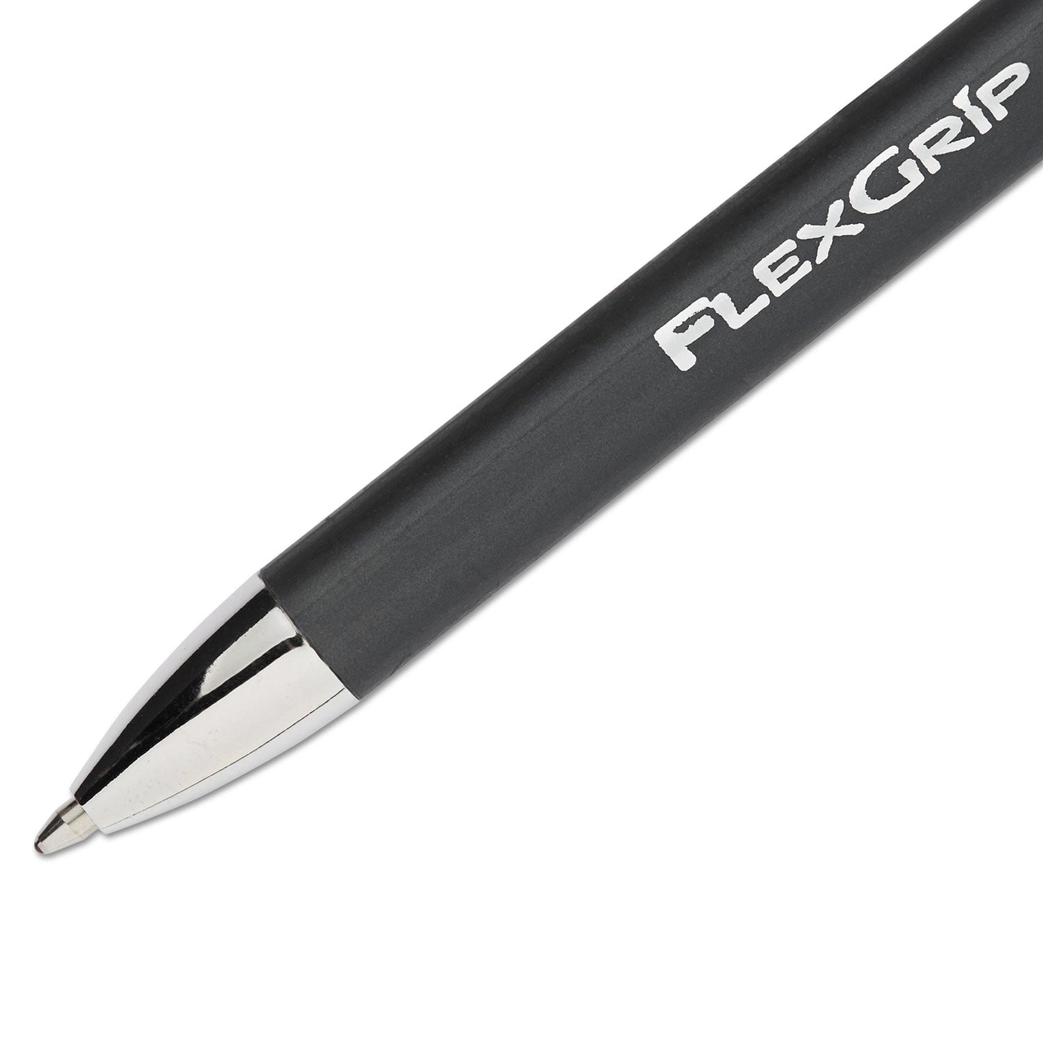 FlexGrip Elite Ballpoint Pen, Retractable, Medium 1 mm, Black Ink, Black Barrel, Dozen - 