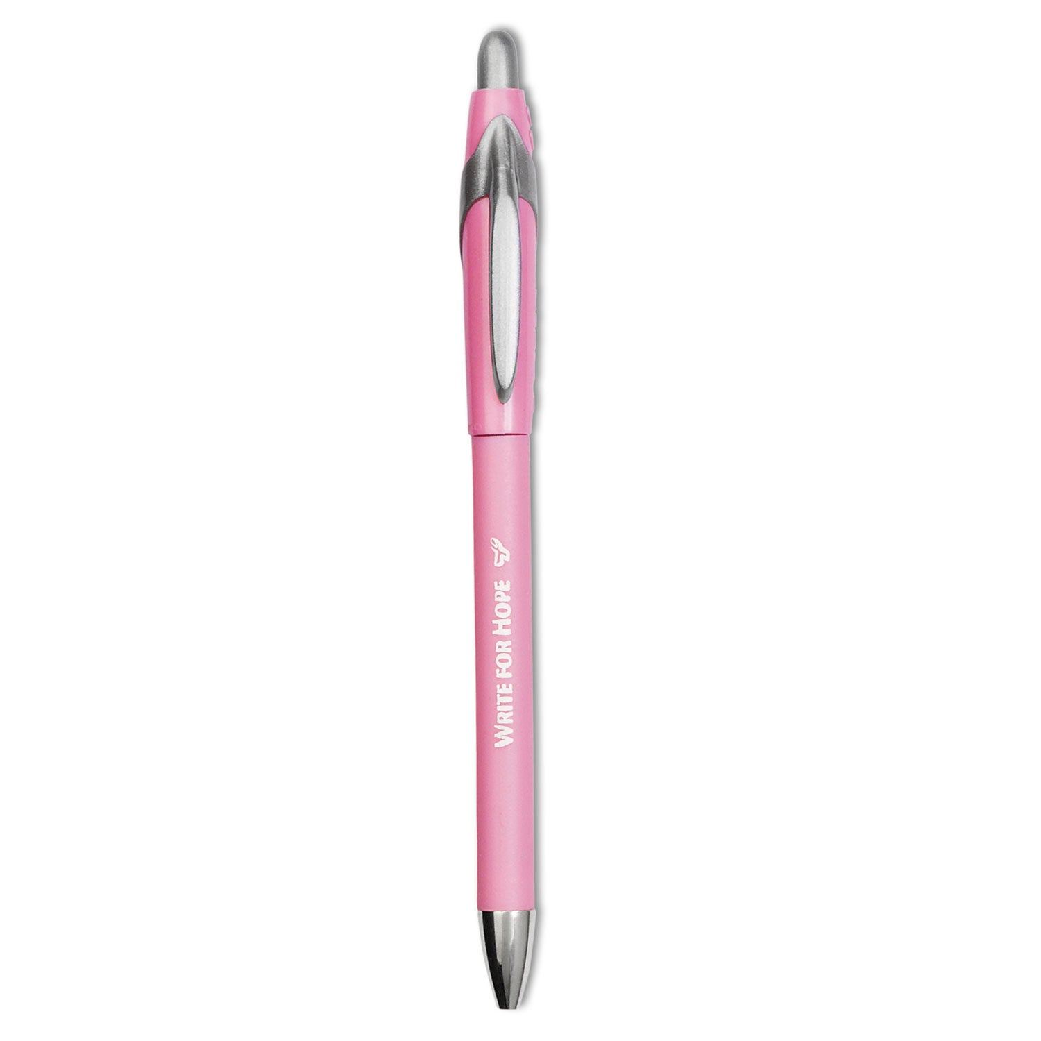 Write for Hope Edition FlexGrip Elite Ballpoint Pen, Retractable, Medium 1 mm, Black Ink, Pink Barrel, Dozen - 
