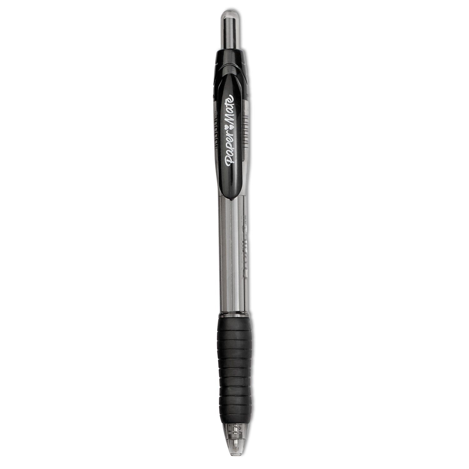 Profile Ballpoint Pen, Retractable, Bold 1.4 mm, Black Ink, Translucent Black Barrel, Dozen - 