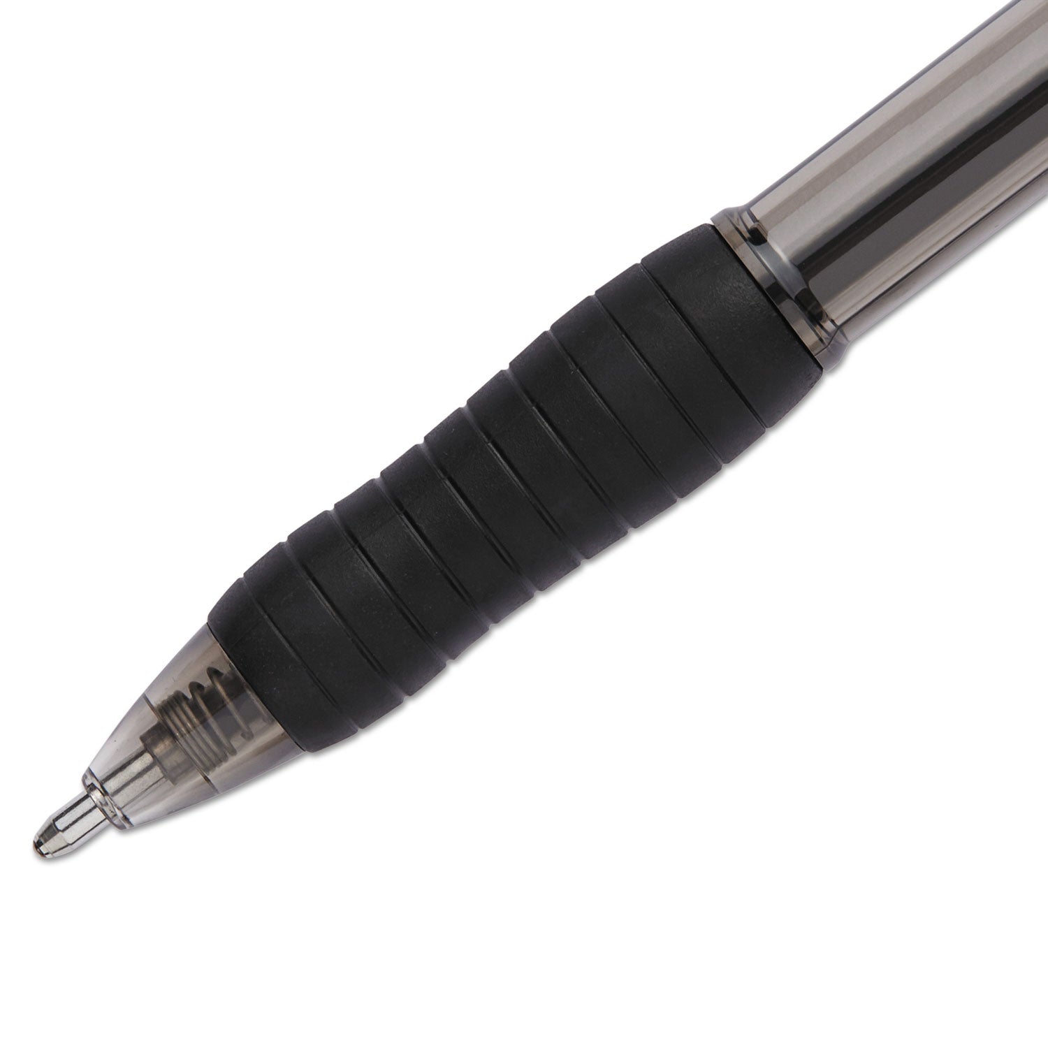 Profile Ballpoint Pen, Retractable, Bold 1.4 mm, Black Ink, Translucent Black Barrel, Dozen - 