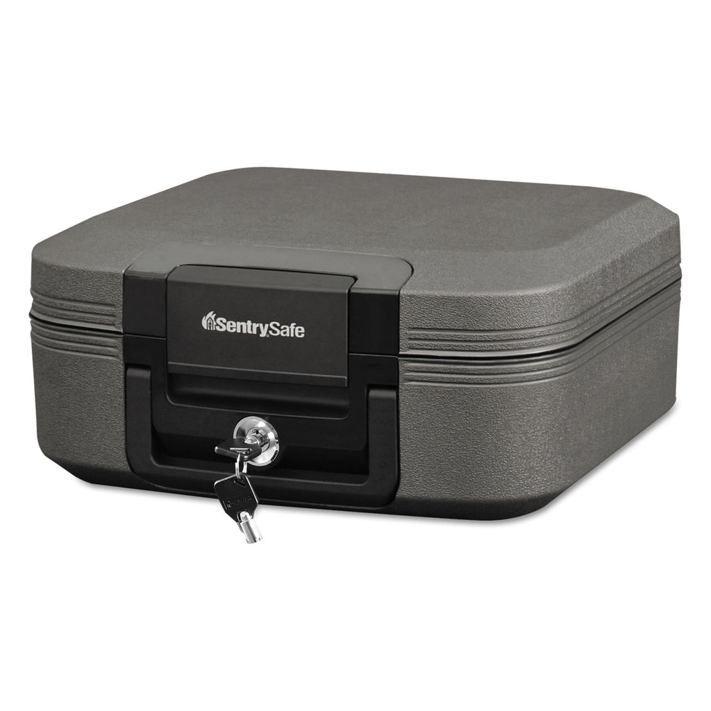 Sentry Safe Tubular Lock Fire Chest - Water Proof - Overall Size 6.6" x 15.4" x 14.3" - Charcoal Gray - 2