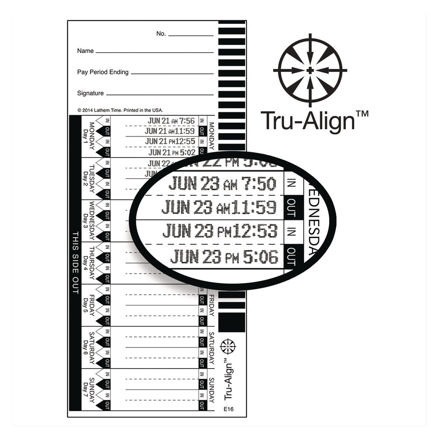Time Clock Cards for Lathem Time 1600E, One Side, 4 x 9, 100/Pack