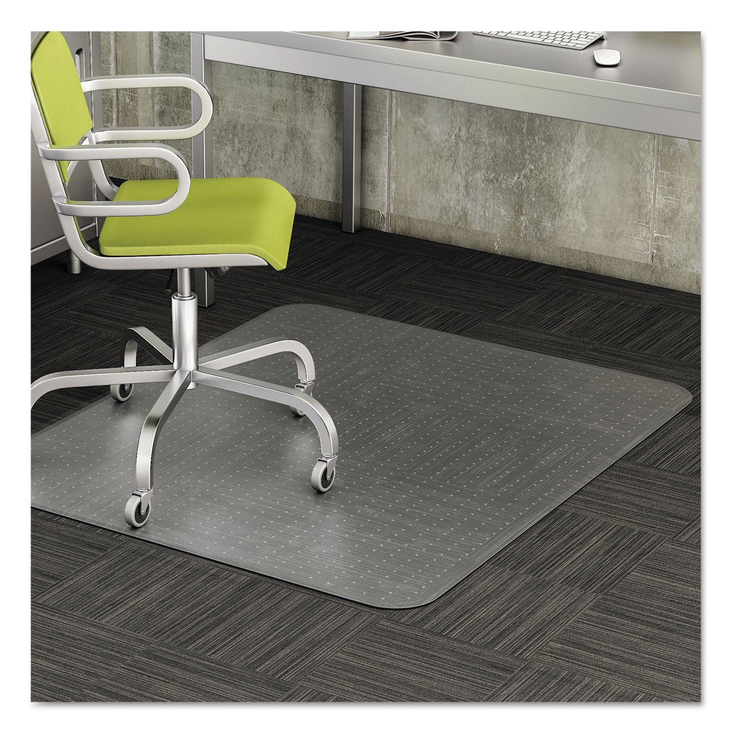 DuraMat Moderate Use Chair Mat, Low Pile Carpet, Flat, 36 x 48, Lipped, Clear - 